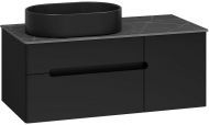 Тумба с раковиной Misty Роял 100 УТ000014976 подвесная Черная матовая