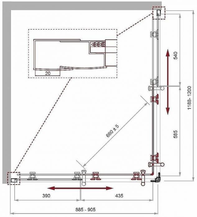 Душевой уголок BelBagno Uno 120х90 UNO-195-AH-2-120/90-CH-CR профиль Хром стекло шиншилла