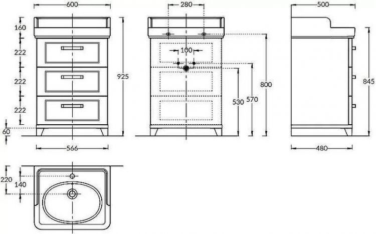 Тумба под раковину Kerama Marazzi Pompei 60 PO.M.60.3\WHT цвет Белый глянцевый