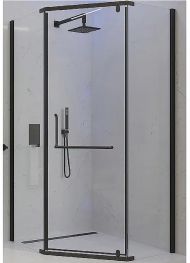 Душевой уголок Veconi Rovigo RV-36B 80x80 RV36B-80-01-C5 профиль Черный матовый стекло прозрачное