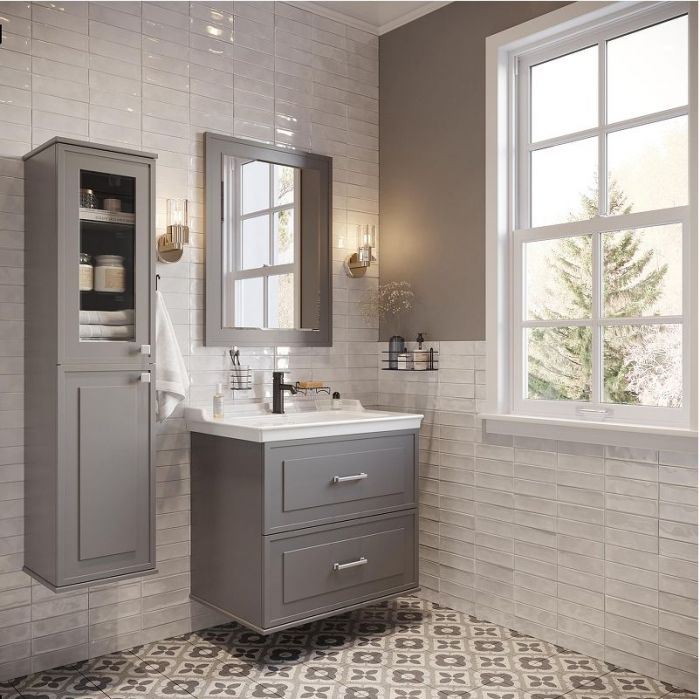 Шкаф пенал STWORKI Хадстен 34 L С16834 подвесной цвет Серый