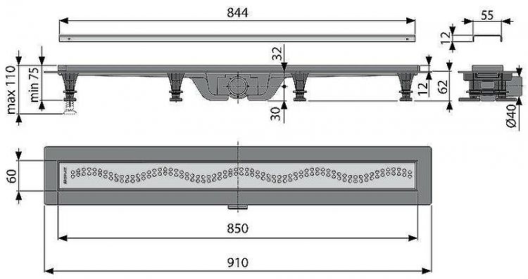 Душевой лоток Koller Pool G8-850 с решеткой Хром матовый Душевой лоток Koller Pool G8-850 с решеткой Хром матовый