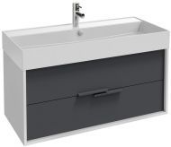 Тумба под раковину Jacob Delafon VIVIENNE, 100 см, 2 ящика, без ручек, серая, EB1585-N18-S40