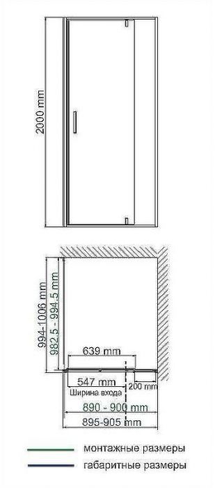 Душевой уголок WasserKRAFT Elbe 90x100 74P18 профиль Черный матовый стекло прозрачное