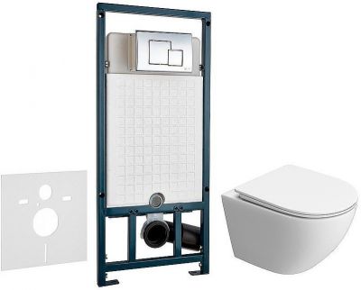 Комплект унитаза BelBagno Uno-Tor BB5177CH-TOR/SC с сиденьем Микролифт и инсталляцией WeltWasser WW Marberg 507 10000005949+10000005953 с клавишей смыва Хром глянцевый