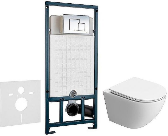 Комплект унитаза BelBagno Uno-Tor BB5177CH-TOR/SC с сиденьем Микролифт и инсталляцией WeltWasser WW Marberg 507 10000005949+10000005953 с клавишей смыва Хром глянцевый