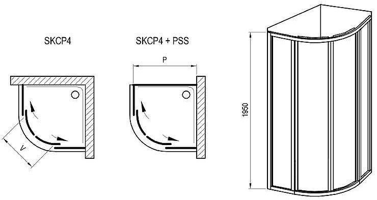 Душевой уголок Ravak Supernova SKCP4-90 90x90 3117O102Z1 профиль Белый стекло Transparent