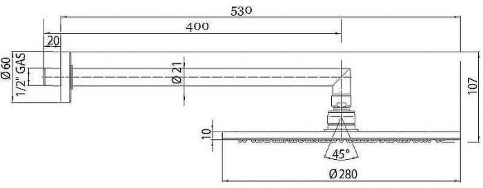 Верхний душ Bossini Cosmo H70596I.030 Хром