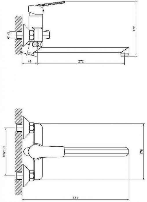 Смеситель для ванны Decoroom DR22043 универсальный Хром