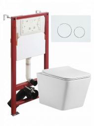 Комплект унитаза с инсталляцией Agger ATI10150+APB188 цвет Белый с сиденьем Микролифт и клавишей смыва цвет Белый глянцевый