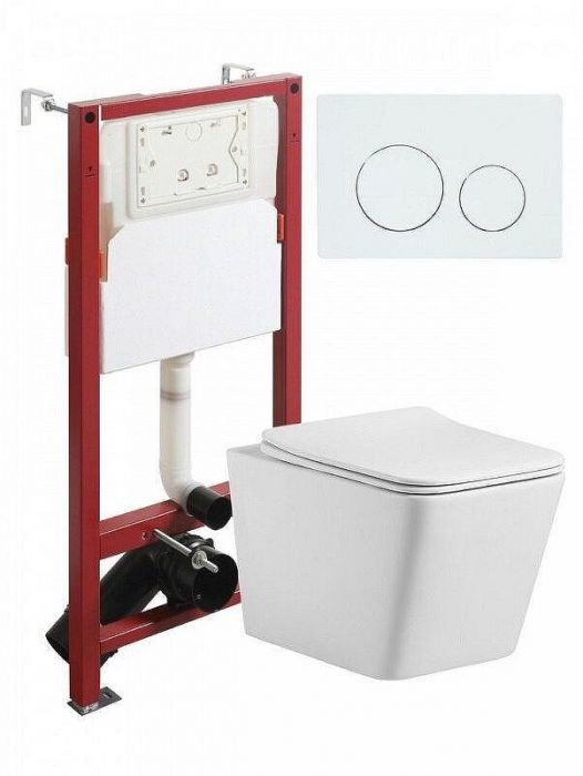 Комплект унитаза с инсталляцией Agger ATI10150+APB188 цвет Белый с сиденьем Микролифт и клавишей смыва цвет Белый глянцевый