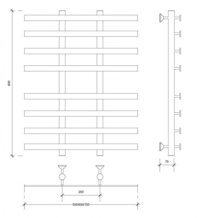 Полотенцесушитель водяной Secado Понтида 4 80x20x70 черный матовый