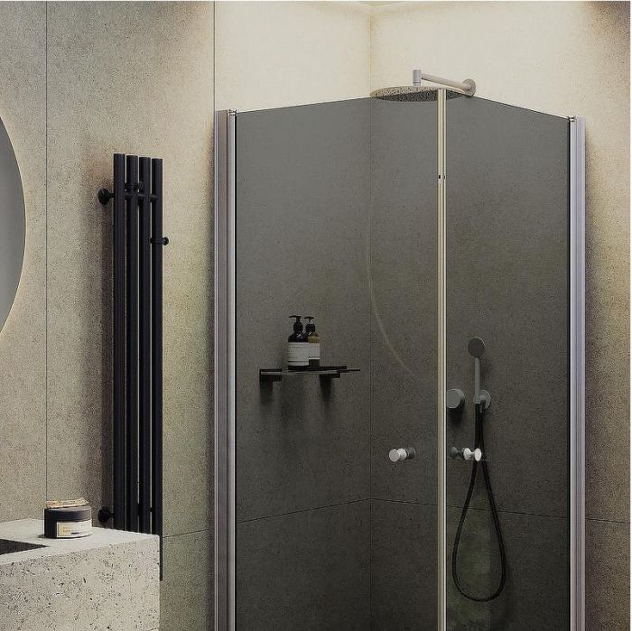 Душевой уголок Maybah Glass MGY-1300-5 900x900x1980 на монопетлях Хром матовый стекло графитовое