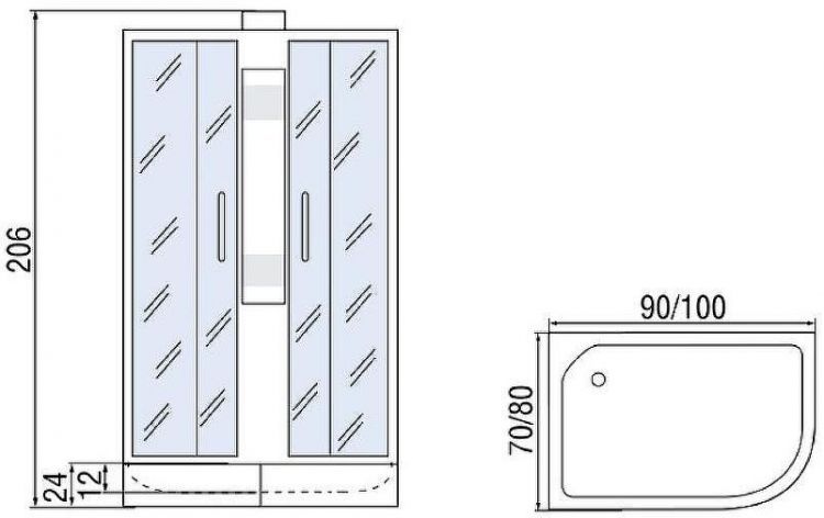 Душевая кабина Мономах Б/К 90x70x24 МЗ R 10000005804 без гидромассажа