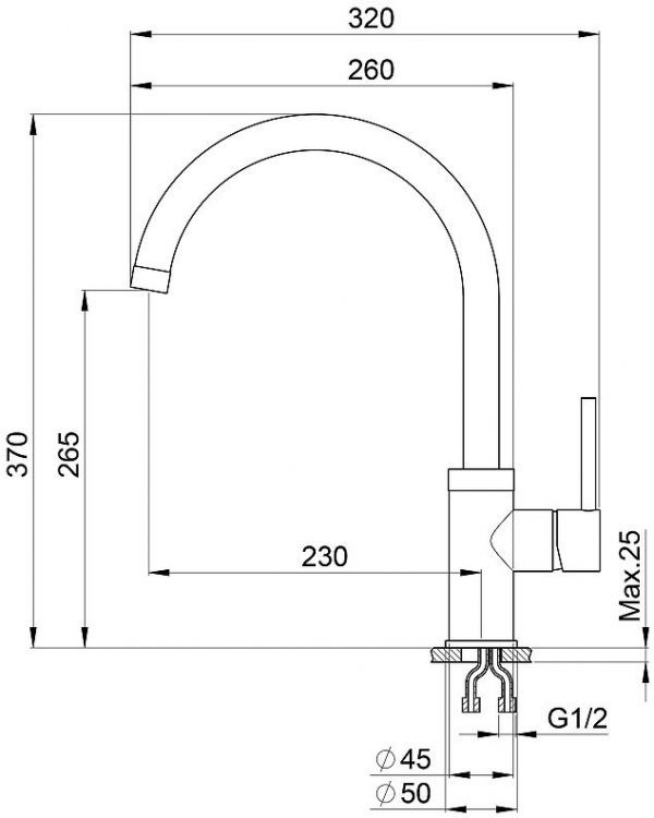 Смеситель для кухни Granula 2125 цвет Арктик