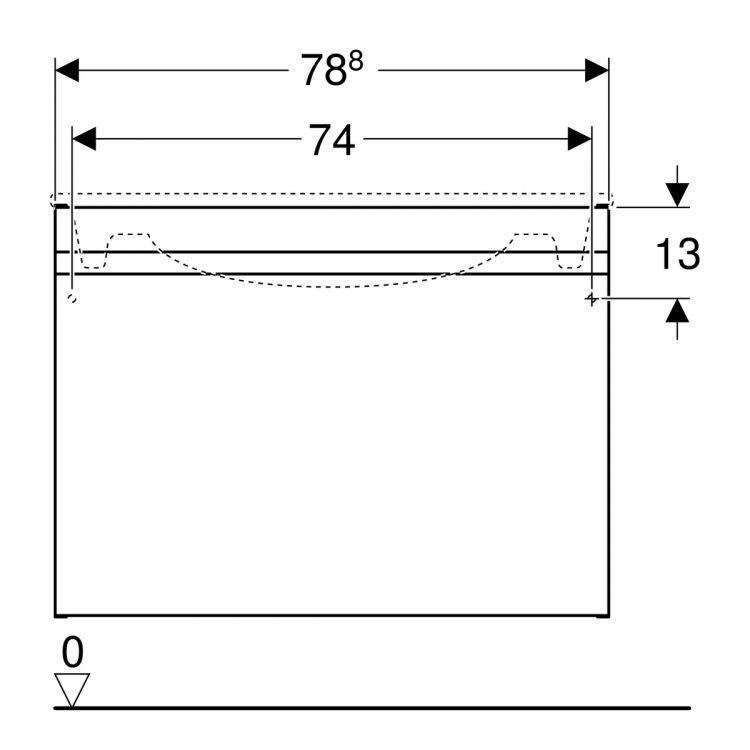 Тумба под раковину Geberit Renova Plan Slim, 78.8х58.5, белый глянец [869580000]