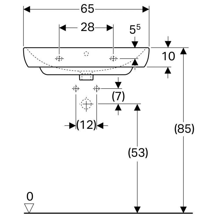 Раковина Geberit Smyle 65х48 см, с отв. под смеситель, с отв. перелива [500.230.01.1]