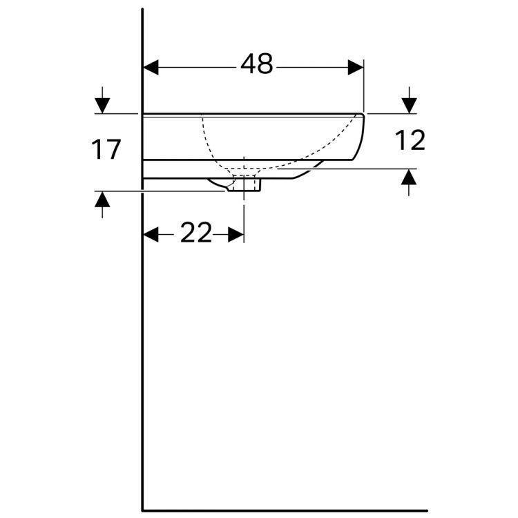 Раковина Geberit Smyle 65х48 см, с отв. под смеситель, с отв. перелива [500.230.01.1]