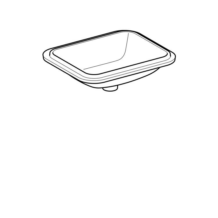 Раковина Geberit VariForm с установкой под столешницу прямоугольной формы, Т1=45х35 см, без отв. под смеситель, без отв. перелива [500.762.01.2]