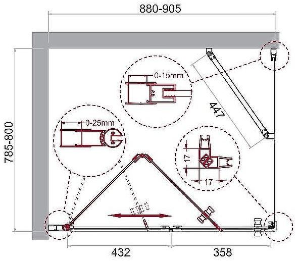 Душевой уголок BelBagno Albano 90х80 ALBANO-ASH-1-90/80-C-Cr профиль Хром стекло прозрачное
