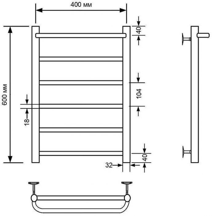 Водяной полотенцесушитель Comfysan Capri W-6 60x40 012717 с полкой Белый матовый
