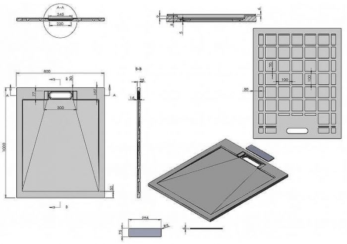 Душевой поддон из искусственного камня Esbano Luxe ESP-LX108W 100x80 ESPLX 108W Белый матовый
