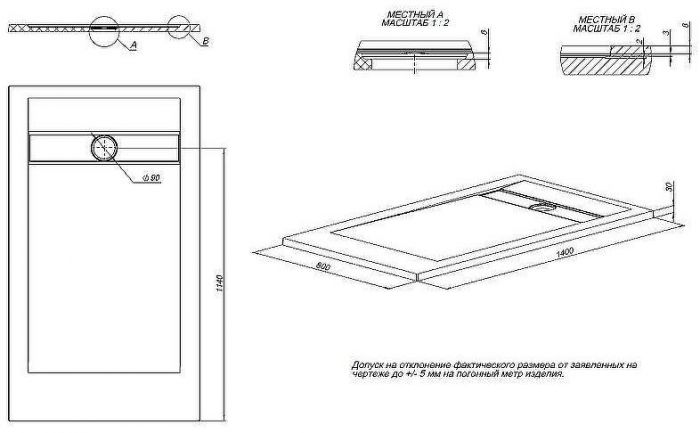 Душевой поддон из искусственного камня Allen Brau Infinity 140x80 8.21004-21 Белый камень
