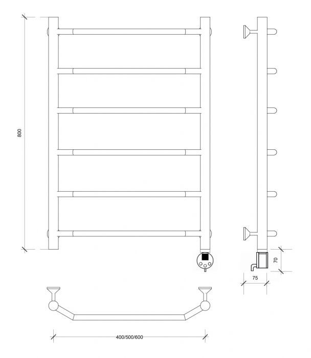 Полотенцесушитель электрический Secado Агата 1 80x50 хром