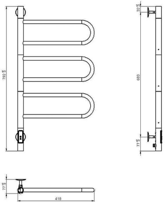 Электрический полотенцесушитель Vincea 44х80 VTD-1R2CE Хром