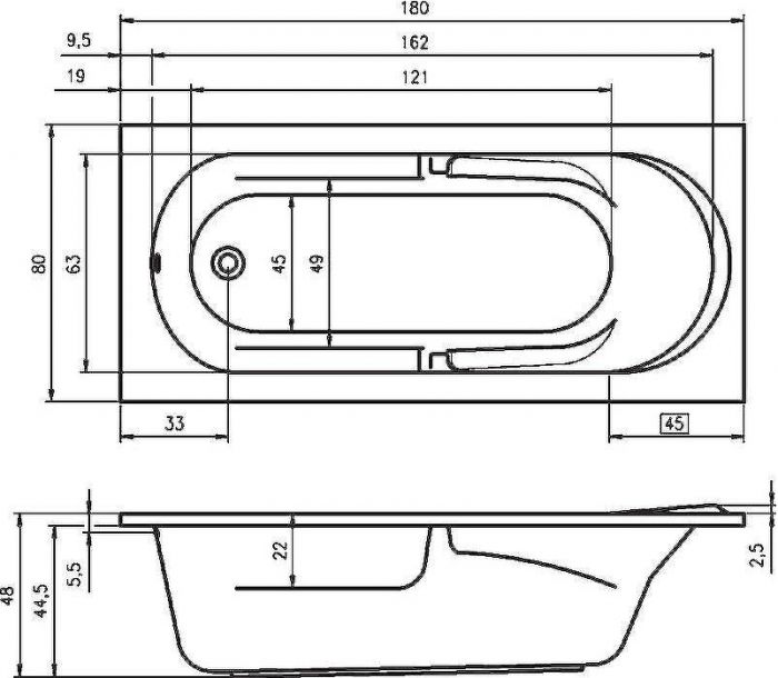 Акриловая ванна Riho Future 180x80 B074001005 (BC3100500000000) без гидромассажа