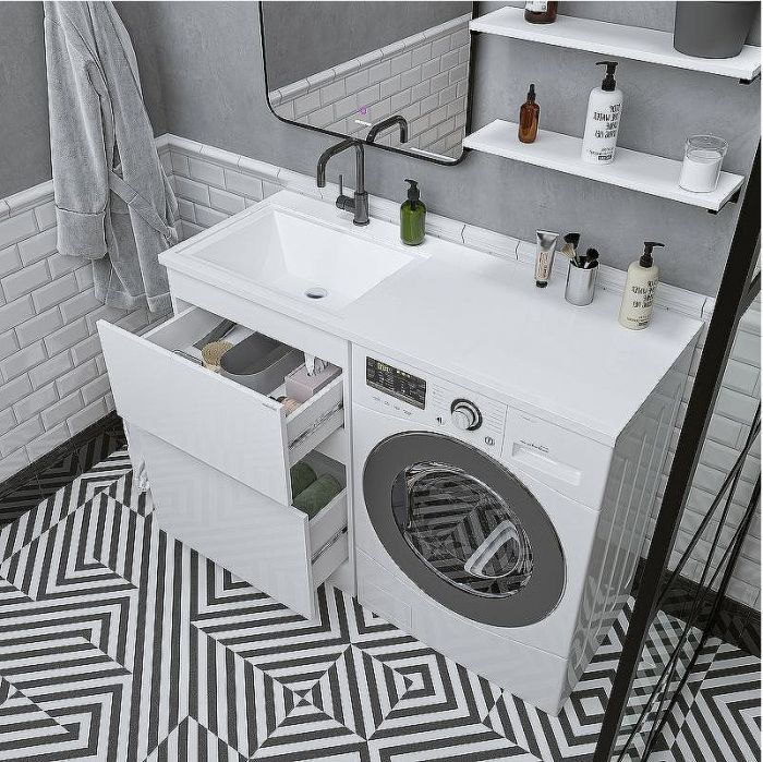 Раковина Grossman Marko Марсал 120 L 5217121 с местом под стиральную машину Белая