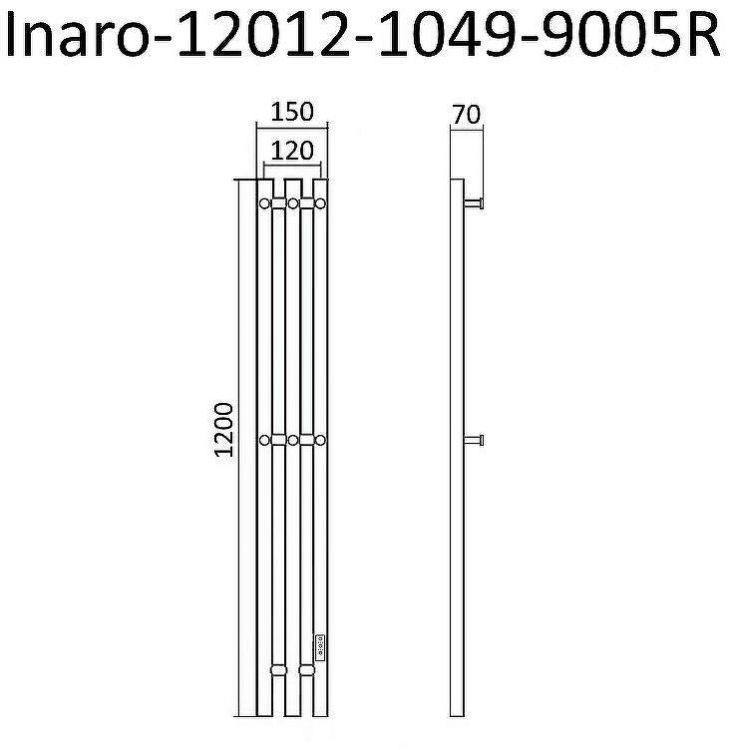 Электрический полотенцесушитель Маргроид Inaro 1200x120 Inaro-12012-1049-9005R правый Черный матовый