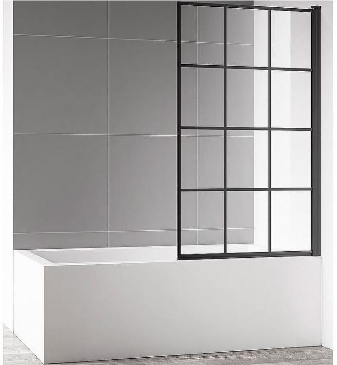 Шторка на ванну AQUAme 80 R AQM2858-R профиль Черный матовый стекло прозрачное