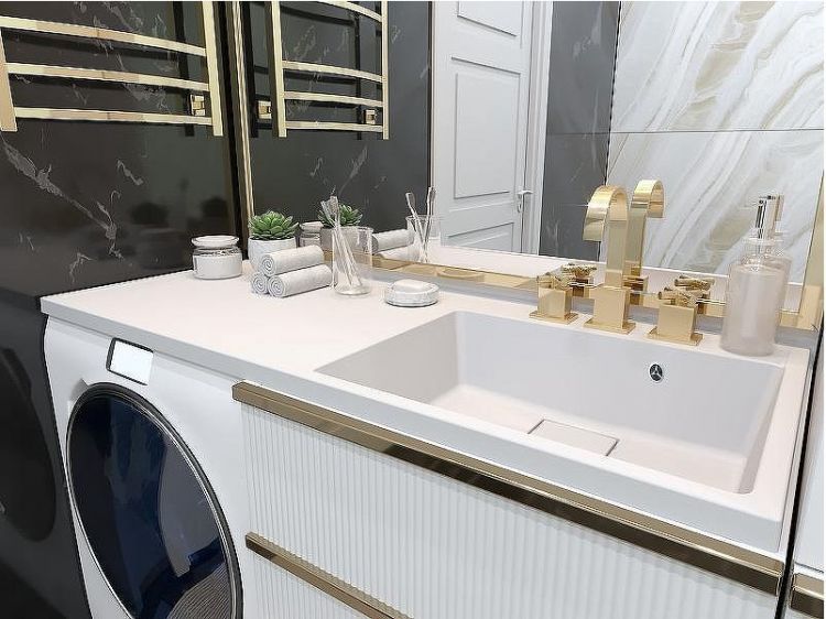 Раковина Paola Magenta 120 R с местом под стиральную машину Белая глянцевая Раковина Paola Magenta 120 R с местом под стиральную машину Белая глянцевая