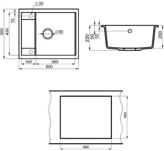 Кухонная мойка Point Римо 60 PN3010GR Графит
