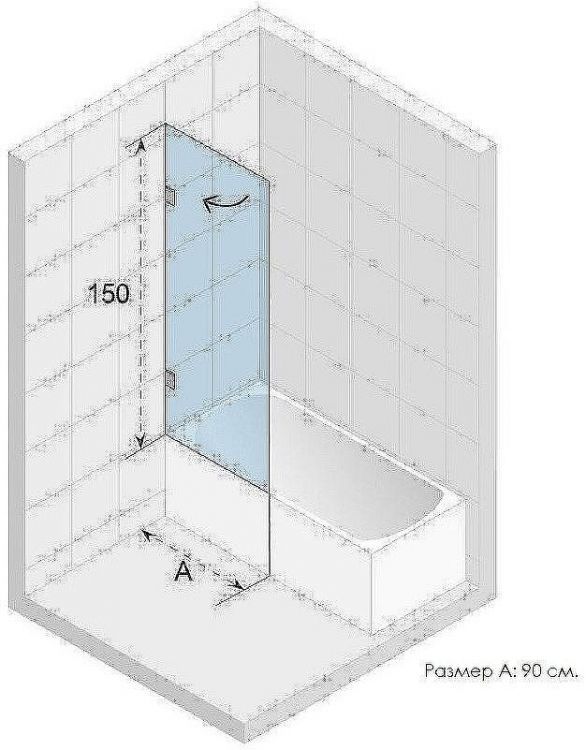 Шторка на ванну Riho VZ Scandic NXT X107 90 P G001132120 (GX01052C2) профиль Хром стекло прозрачное