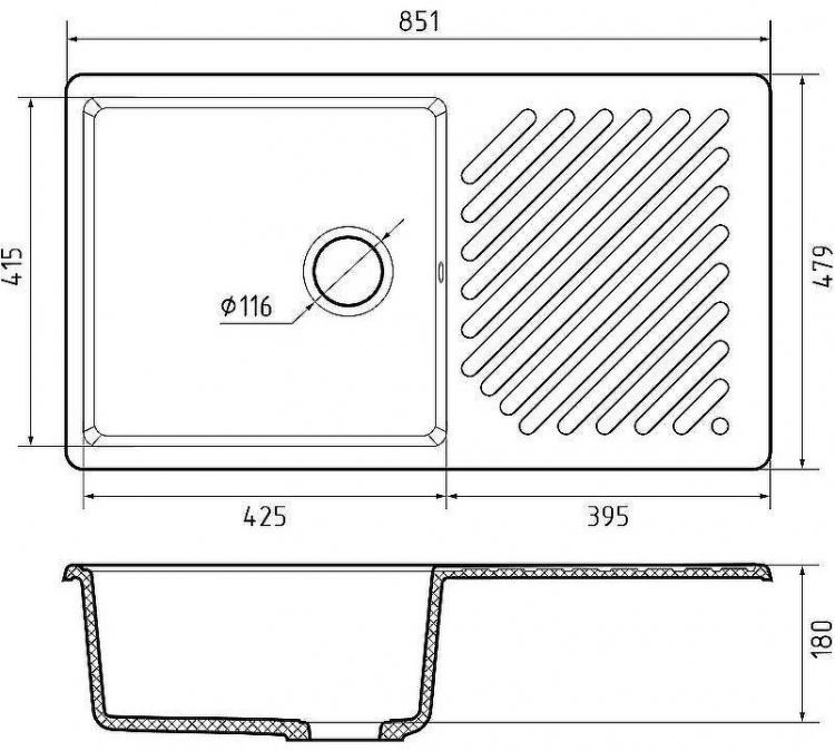 Кухонная мойка GranFest Quarz GF-ZL53 Темно-серая