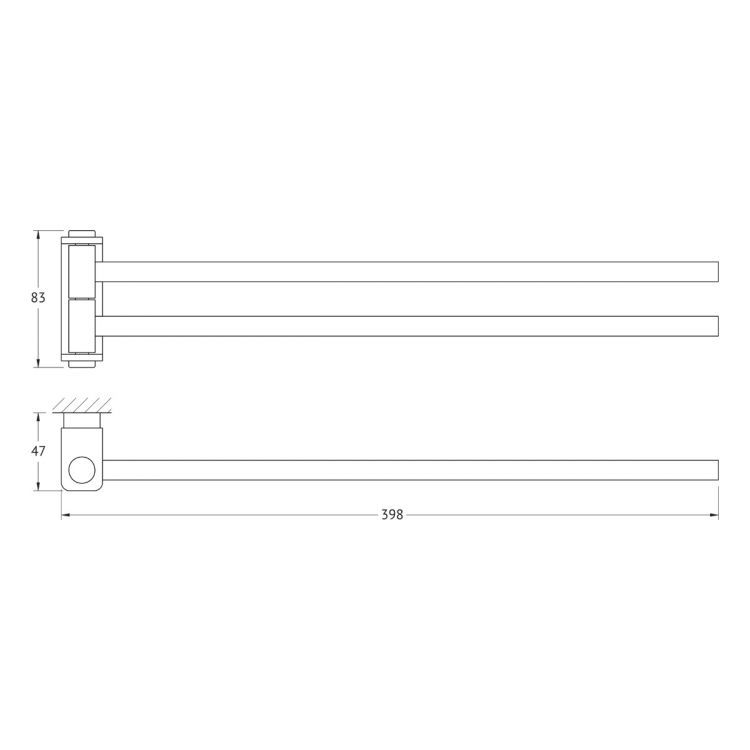 Держатель полотенец поворотный двойной 40 см 8331 Держатель полотенец поворотный двойной 40 см 8331