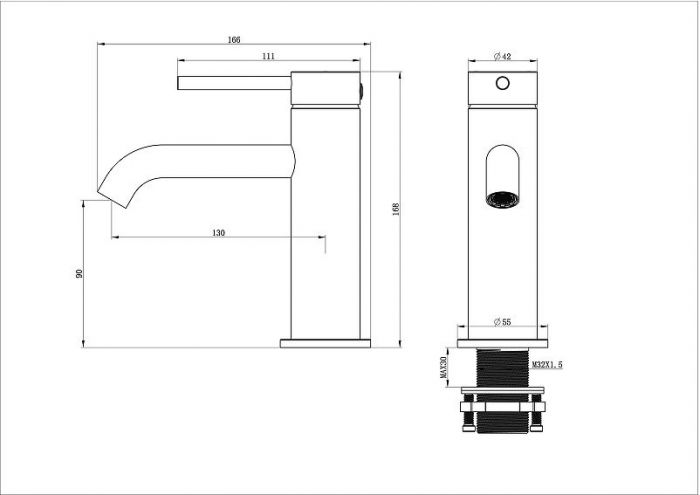 Смеситель для раковины Wonzon & Woghand Stick WW-88139017-CR цвет Хром