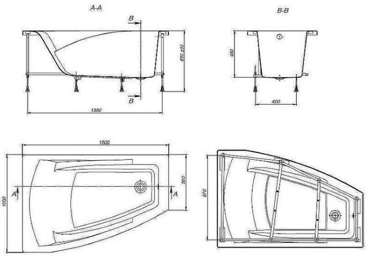 Акриловая ванна Roca Hall Angular 150х100 ZRU9302864 L без гидромассажа