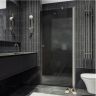 Душевая дверь Maybah Glass MGD-813-5 900x1980 на монопетле Хром матовый стекло графитовое матовое