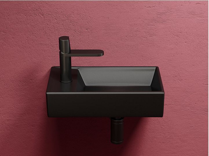 Умывальник CERAMICANOVA Element подвесной прямоугольный (чаша справа, отверстие под смеситель слева) цвет чёрный матовый CN6051RMB