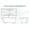 Чугунная ванна Delice Malibu 170х70 DLR230608R-AS с отверстиями под ручки с антискользящим покрытием