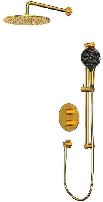 Душевая система Whitecross Y brushed gold YSET09TOPGLB с термостатом Брашированное золото