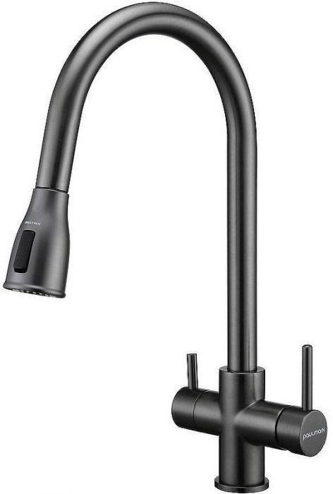 Смеситель для кухни Paulmark Lange La214212-GM Вороненая сталь