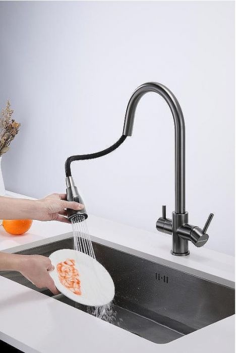 Смеситель для кухни Paulmark Lange La214212-GM Вороненая сталь
