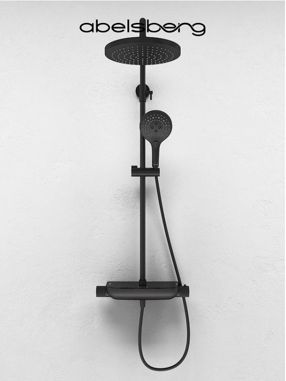 Душевая система Abelsberg Lineara SNS52790MB с термостатом цвет Вулканический черный