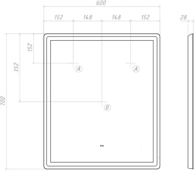 Зеркало Vigo Geometry Comfort 60 058 с подсветкой с бесконтактным выключателем и подогревом