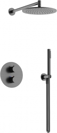 Душевой комплект с термостатом SANCOS Etna, с внутренней частью, вороненая сталь арт. SC9010GG