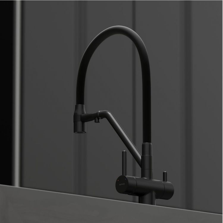 Смеситель для кухни Sancos Dora с гибким изливом, цвет матовый черный/черный, SC4003MB